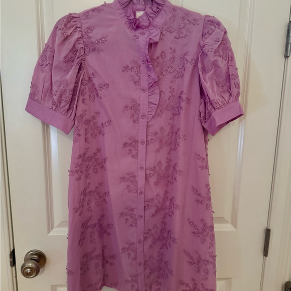 Entro Lilac Embroidered Mini Dress (Lined & with Pockets) - Picture 3 of 14